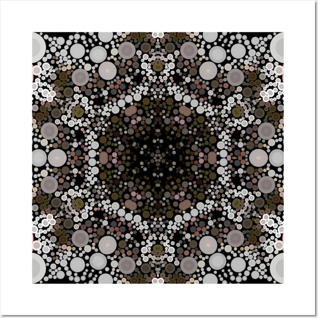 Dot Mandala Flower Brown and White Wall Art by WormholeOrbital